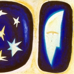 Nozioni di astronomia, 1998, tecnica mista su tela, cm 100X50, collezione privata
