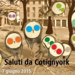 2015 Cotignyork Pieghevole con il programma in quadricromia - bianca Illustrazione di Denis Riva