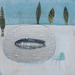 Le buche con la neve, 2010, tecnica mista su tavola, cm 30x30, collezione privata, ph: Stefano Tedioli