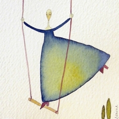 Altalena, 2004 tecnica mista su carta, collezione privata